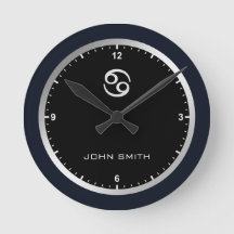 Elegant Dark Blue Frame Zodiac Sign Name Custom