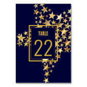 Elegant Dark Blue | GOLD STARS | festlich Tischnummer (Vorderseite)