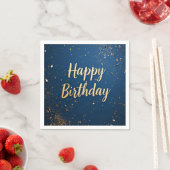 Elegant Dark Blue & Imitats Gold Geburtstag Serviette (Beispiel)