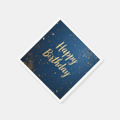 Elegant Dark Blue & Imitats Gold Geburtstag Serviette (Ecke)