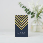 Elegant Dark Blue Imitats Gold Geometric Social Me Visitenkarte (Stehend Vorderseite)
