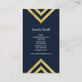 Elegant Dark Blue Imitats Gold Geometric Social Me Visitenkarte (Rückseite)