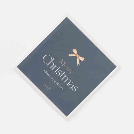 Elegant Dark Blue Merry Christmas Napkin Serviette (Ecke)