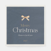 Elegant Dark Blue Merry Christmas Napkin Serviette (Vorderseite)