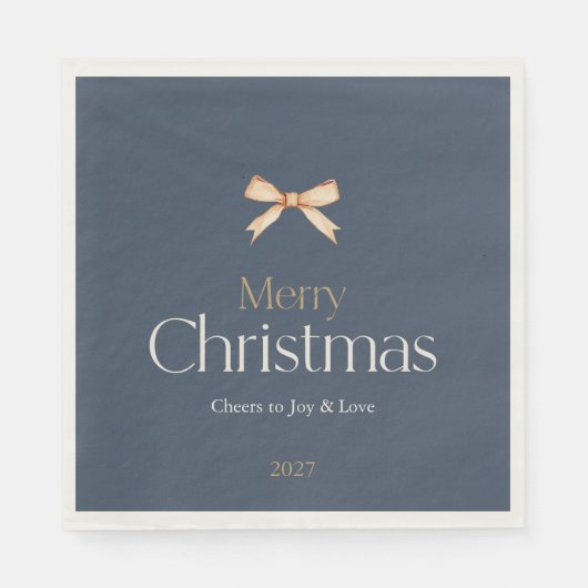 Elegant Dark Blue Merry Christmas Napkin Serviette (Vorderseite)