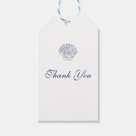 Elegant Dark Blue Muschel Wedding Vielen Dank Geschenkanhänger (Vorderseite)