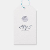 Elegant Dark Blue Muschel Wedding Vielen Dank Geschenkanhänger (Rückseite)