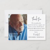 Elegant Dark Blue Photo Funeral Dankeskarte (Vorderseite)