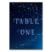 Elegant Dark Blue Sparkle Wedding Tischnummer (Rückseite)