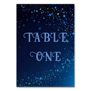 Elegant Dark Blue Sparkle Wedding Tischnummer