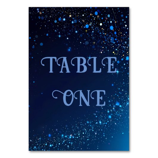 Elegant Dark Blue Sparkle Wedding Tischnummer (Rückseite)