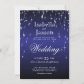 Elegant Dark Blue Star Lights Hochzeitseinladung Einladung (Vorderseite)