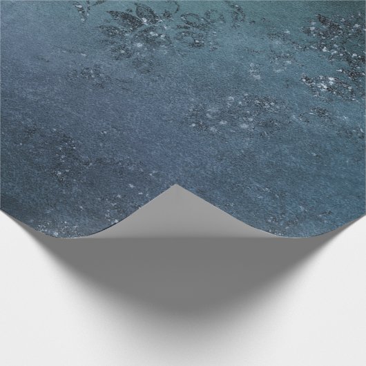 Elegant Dark Blue Stickerei Sparkle Geschenkpapier (Ecke)