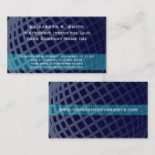 Elegant Dark Blue und Aquamarin Global Grid VP Visitenkarte (Vorne/Hinten)