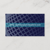 Elegant Dark Blue und Aquamarin Global Grid VP Visitenkarte (Rückseite)