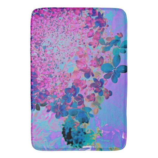 Elegant Dark Blue und Magenta Limelight Hydrangea Badematte (Vorderseite Vertikal)
