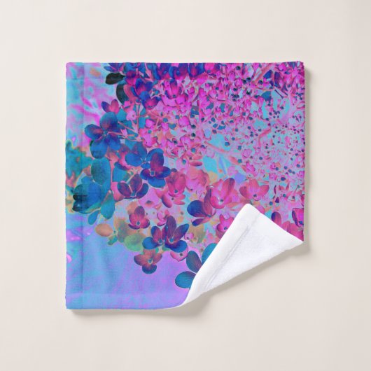 Elegant Dark Blue und Magenta Limelight Hydrangea Badhandtuch Set (Waschlappen)
