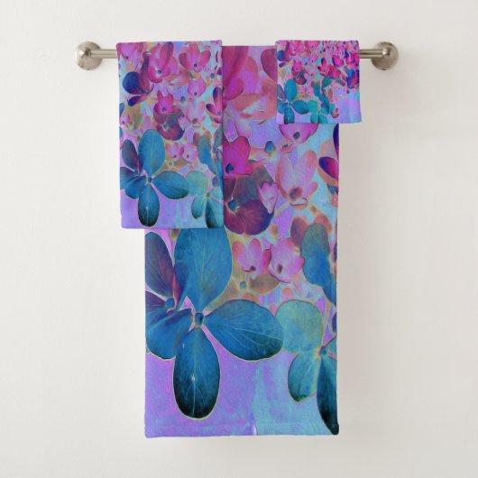 Elegant Dark Blue und Magenta Limelight Hydrangea Badhandtuch Set (Insitu)
