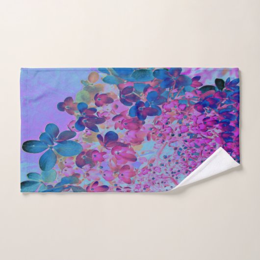 Elegant Dark Blue und Magenta Limelight Hydrangea Badhandtuch Set (Handtuch)