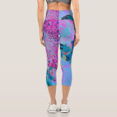 Elegant Dark Blue und Magenta Limelight Hydrangea Capri Leggings (Rückseite)