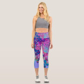 Elegant Dark Blue und Magenta Limelight Hydrangea Capri Leggings (Vorderseite)