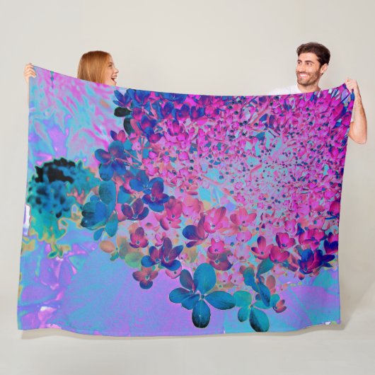 Elegant Dark Blue und Magenta Limelight Hydrangea Fleecedecke (Beispiel)