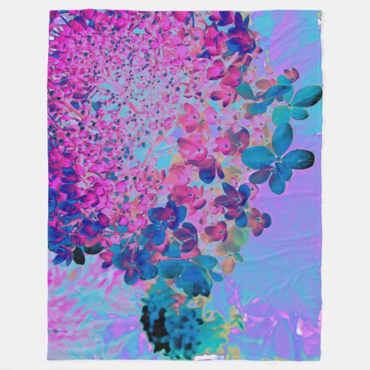 Elegant Dark Blue und Magenta Limelight Hydrangea Fleecedecke (Vorderseite)
