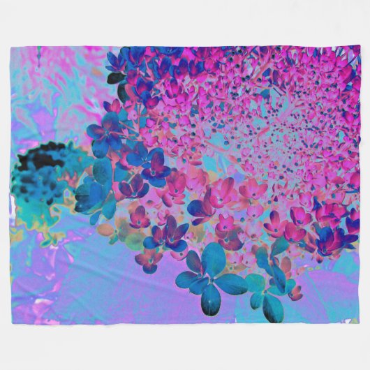 Elegant Dark Blue und Magenta Limelight Hydrangea Fleecedecke (Vorderseite (Horizontal))