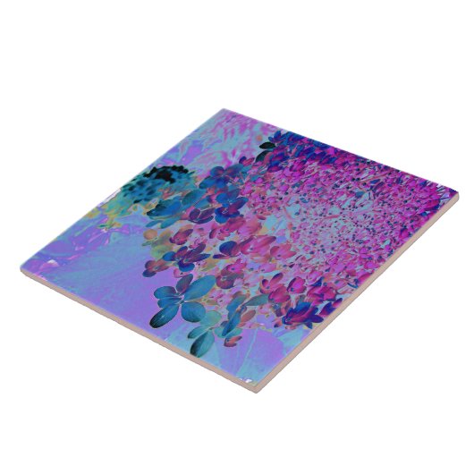 Elegant Dark Blue und Magenta Limelight Hydrangea Fliese (Seite)
