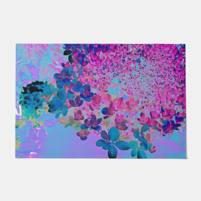 Elegant Dark Blue und Magenta Limelight Hydrangea Fußmatte (Vorderseite)