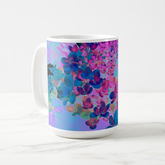 Elegant Dark Blue und Magenta Limelight Hydrangea Kaffeetasse (Vorderseite Links)