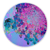 Elegant Dark Blue und Magenta Limelight Hydrangea Keramikknauf (Vorderseite)