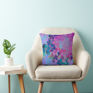 Elegant Dark Blue und Magenta Limelight Hydrangea Kissen