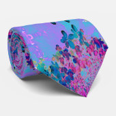 Elegant Dark Blue und Magenta Limelight Hydrangea Krawatte (Gerollt)