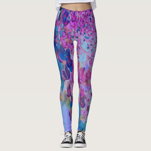 Elegant Dark Blue und Magenta Limelight Hydrangea Leggings (Vorderseite)