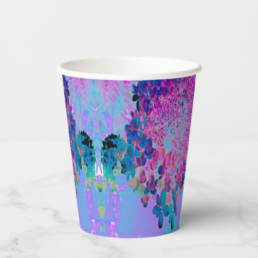 Elegant Dark Blue und Magenta Limelight Hydrangea Pappbecher (Rückseite)