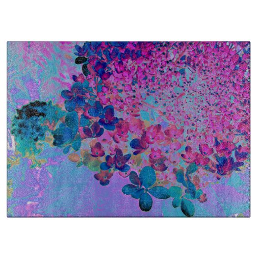 Elegant Dark Blue und Magenta Limelight Hydrangea Schneidebrett (Vorderseite)