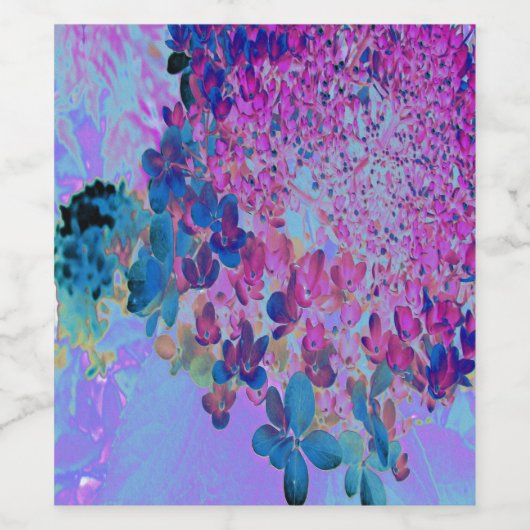 Elegant Dark Blue und Magenta Limelight Hydrangea Weinetikett (Einzelnes Label)