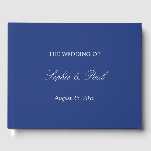 Elegant Dark Blue Wedding Guest Book Gästebuch (Vorderseite)