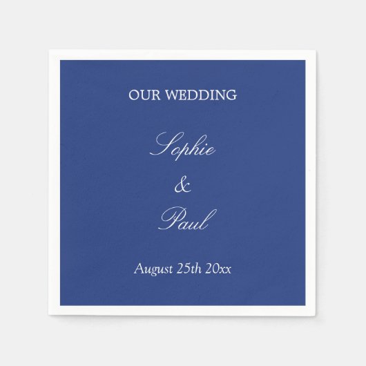 Elegant Dark Blue Wedding Napkins Serviette (Vorderseite)