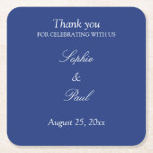 Elegant Dark Blue Wedding Vielen Dank Rechteckiger Pappuntersetzer (Vorderseite)