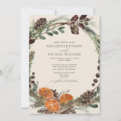 Elegant Dark Boho Citrus Greenerity Winter Wedding Einladung (Vorderseite)