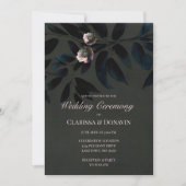 Elegant Dark Boho Wedding Floral Blätter Einladung (Vorderseite)