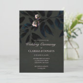 Elegant Dark Boho Wedding Floral Blätter Einladung (Stehend Vorderseite)