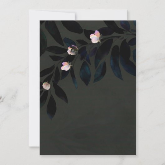 Elegant Dark Boho Wedding Floral Blätter Einladung (Rückseite)