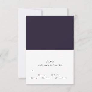 Elegant Dark Boho White auf Lila Hochzeit RSVP Karte