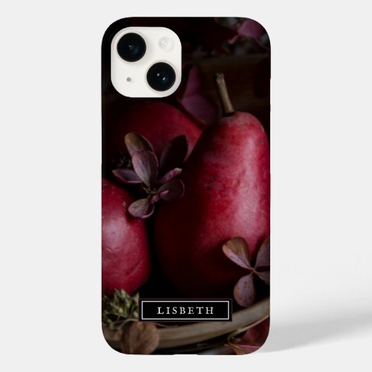 Elegant Dark Botanical Pears iPhone Case (Rückseite)