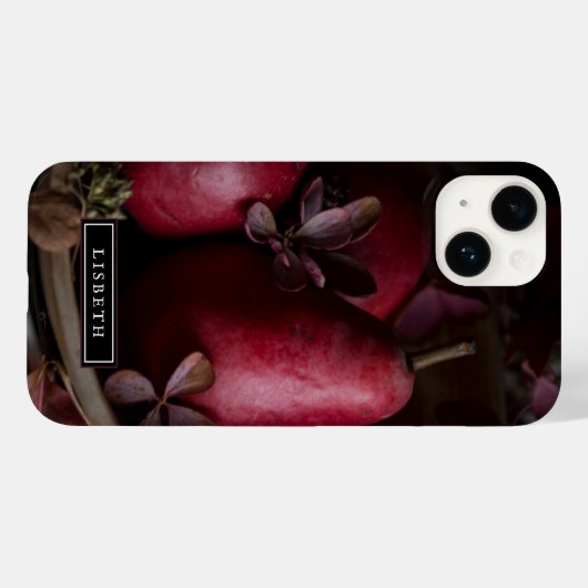 Elegant Dark Botanical Pears iPhone Case (Rückseite (Horizontal))