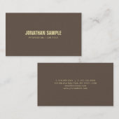 Elegant Dark Brown Chic Sleek Design Trendy Luxus Visitenkarte (Vorne/Hinten)