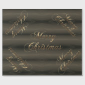 Elegant Dark Brown Gold Script Frohe Weihnachten Geschenkpapier (Flach)